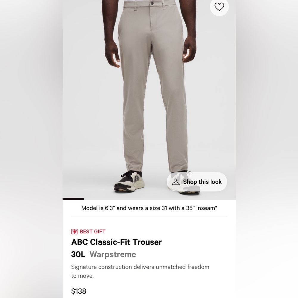 Men’s Lululemon Warpstreme Pant 31x30